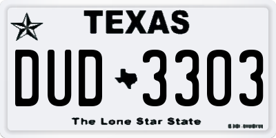 TX license plate DUD3303