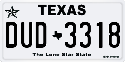 TX license plate DUD3318