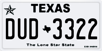 TX license plate DUD3322