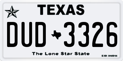 TX license plate DUD3326