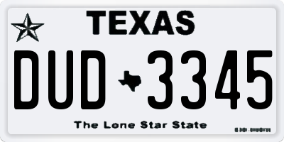 TX license plate DUD3345