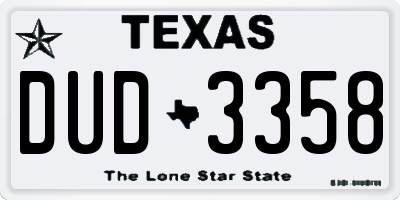 TX license plate DUD3358