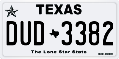 TX license plate DUD3382