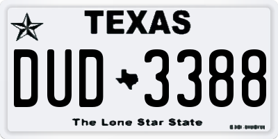 TX license plate DUD3388