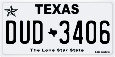 TX license plate DUD3406
