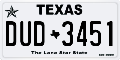 TX license plate DUD3451