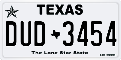 TX license plate DUD3454