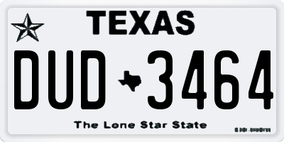 TX license plate DUD3464