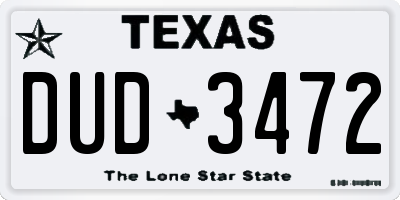 TX license plate DUD3472