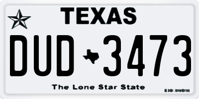 TX license plate DUD3473