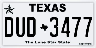 TX license plate DUD3477