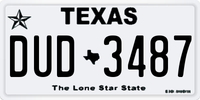 TX license plate DUD3487