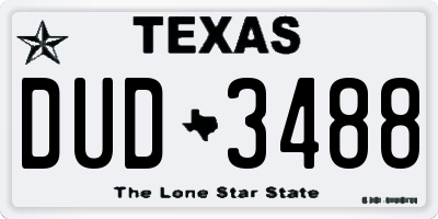 TX license plate DUD3488