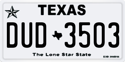 TX license plate DUD3503