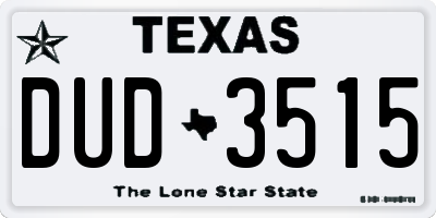 TX license plate DUD3515