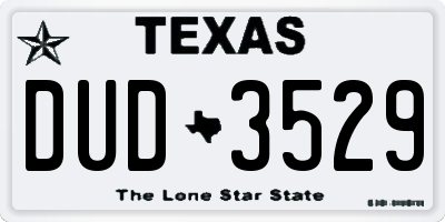 TX license plate DUD3529