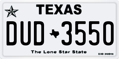 TX license plate DUD3550