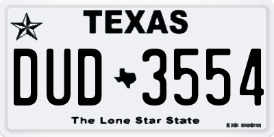 TX license plate DUD3554