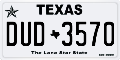 TX license plate DUD3570