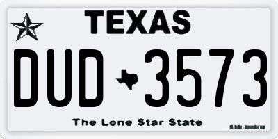 TX license plate DUD3573