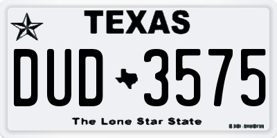 TX license plate DUD3575