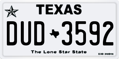 TX license plate DUD3592