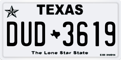 TX license plate DUD3619