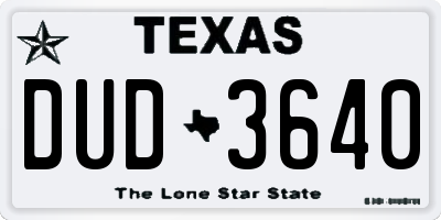 TX license plate DUD3640