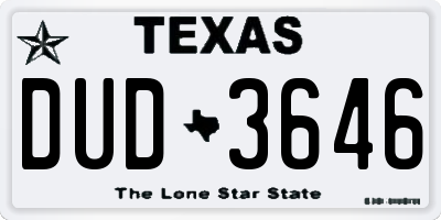 TX license plate DUD3646