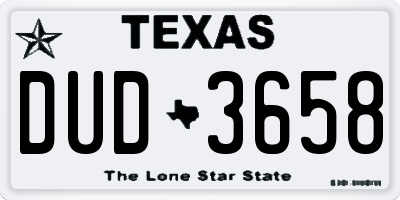 TX license plate DUD3658