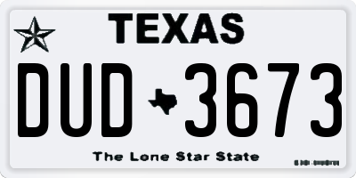 TX license plate DUD3673