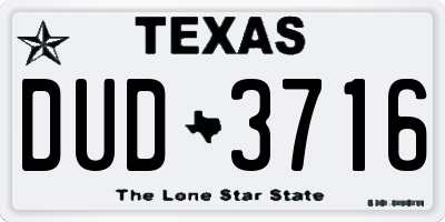 TX license plate DUD3716