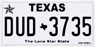 TX license plate DUD3735