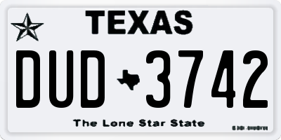 TX license plate DUD3742