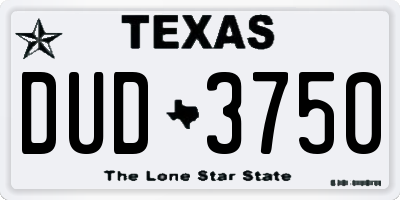 TX license plate DUD3750