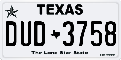 TX license plate DUD3758
