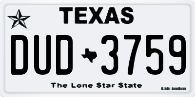 TX license plate DUD3759