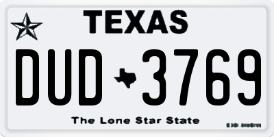 TX license plate DUD3769