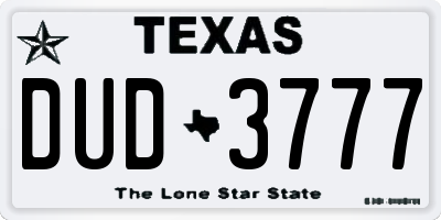 TX license plate DUD3777