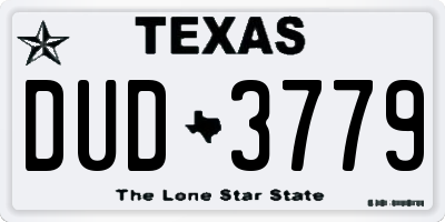 TX license plate DUD3779