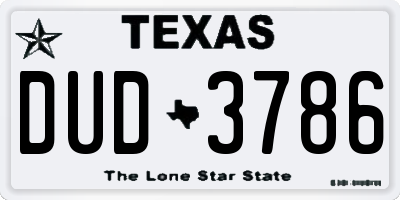 TX license plate DUD3786