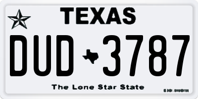 TX license plate DUD3787