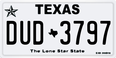 TX license plate DUD3797