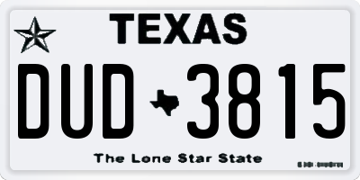 TX license plate DUD3815