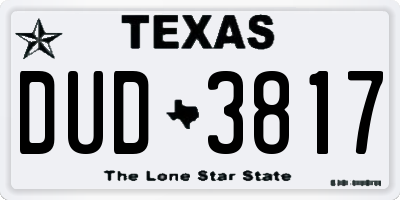TX license plate DUD3817