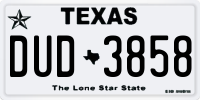 TX license plate DUD3858
