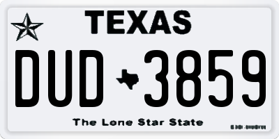 TX license plate DUD3859