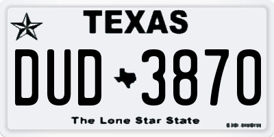 TX license plate DUD3870