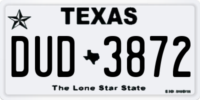 TX license plate DUD3872
