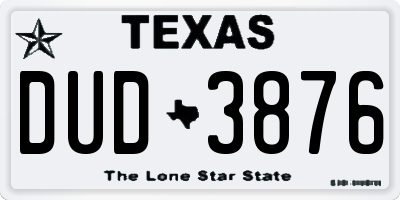 TX license plate DUD3876